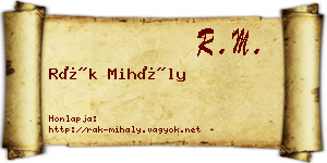 Rák Mihály névjegykártya