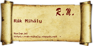 Rák Mihály névjegykártya